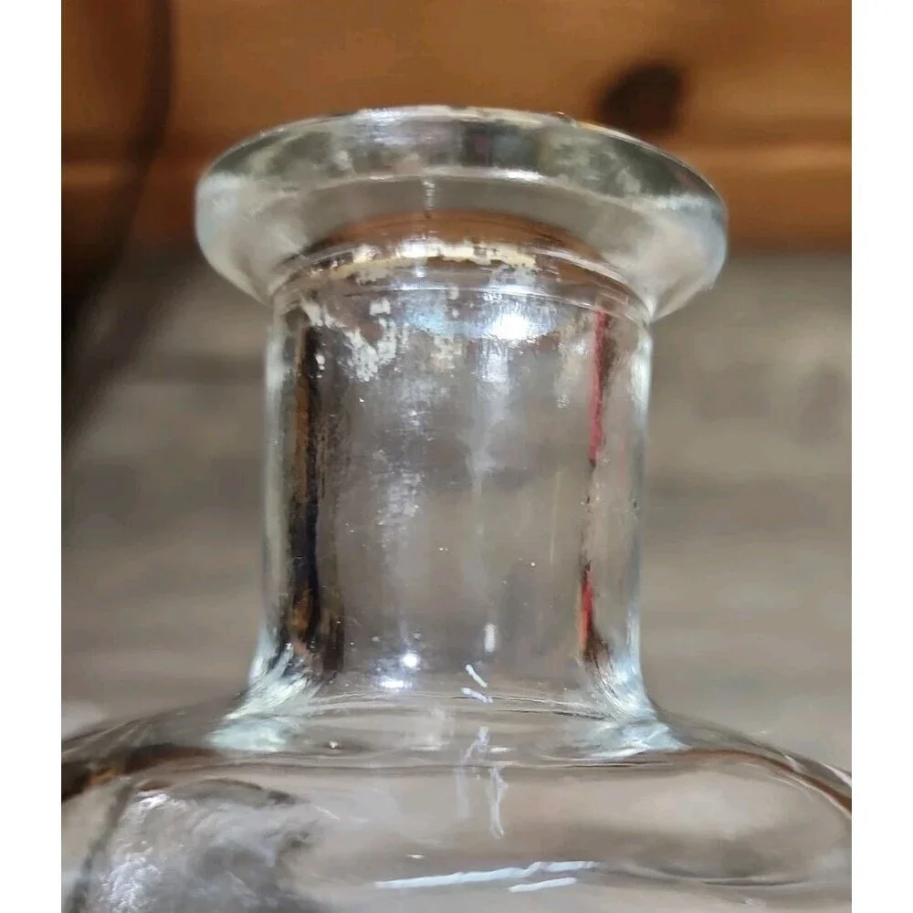 Vintage Whisky Decanter Bottle Clear Glass Corked Stopper 11